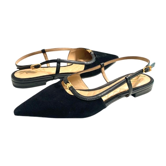 Sam Edelman Black Suede Cohen Slingback Pointed toe Flats Size 7 - Picture 6 of 15